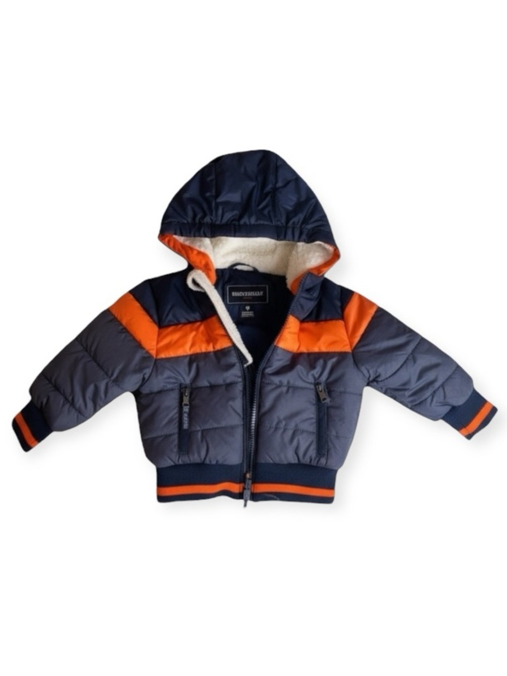 new Rothschild 𖠌 Striped Puffer Hoodie Jacket Parka 𖠌 Faux Sherpa 𖠌 Chambray - Picture 4 of 16
